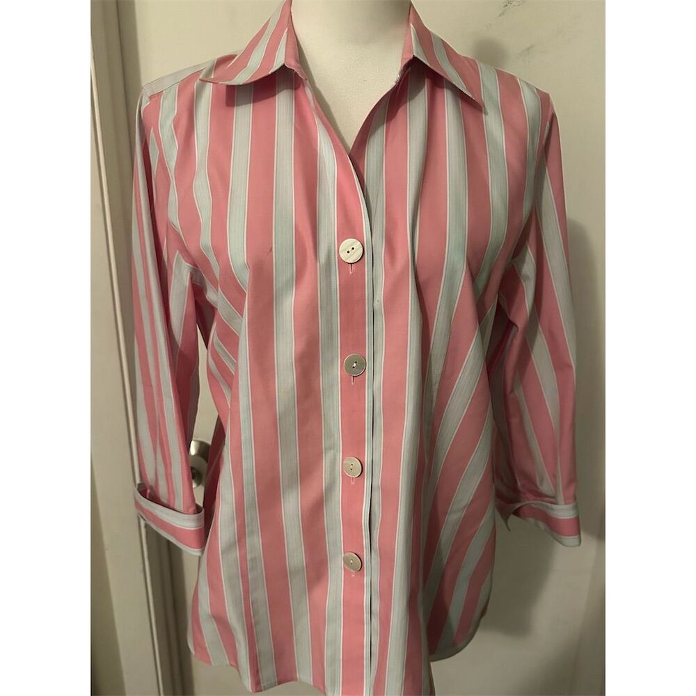 Talbots Women's Striped 3/4 Sleeve Blouse Size 8 Standard Multicolor Casual